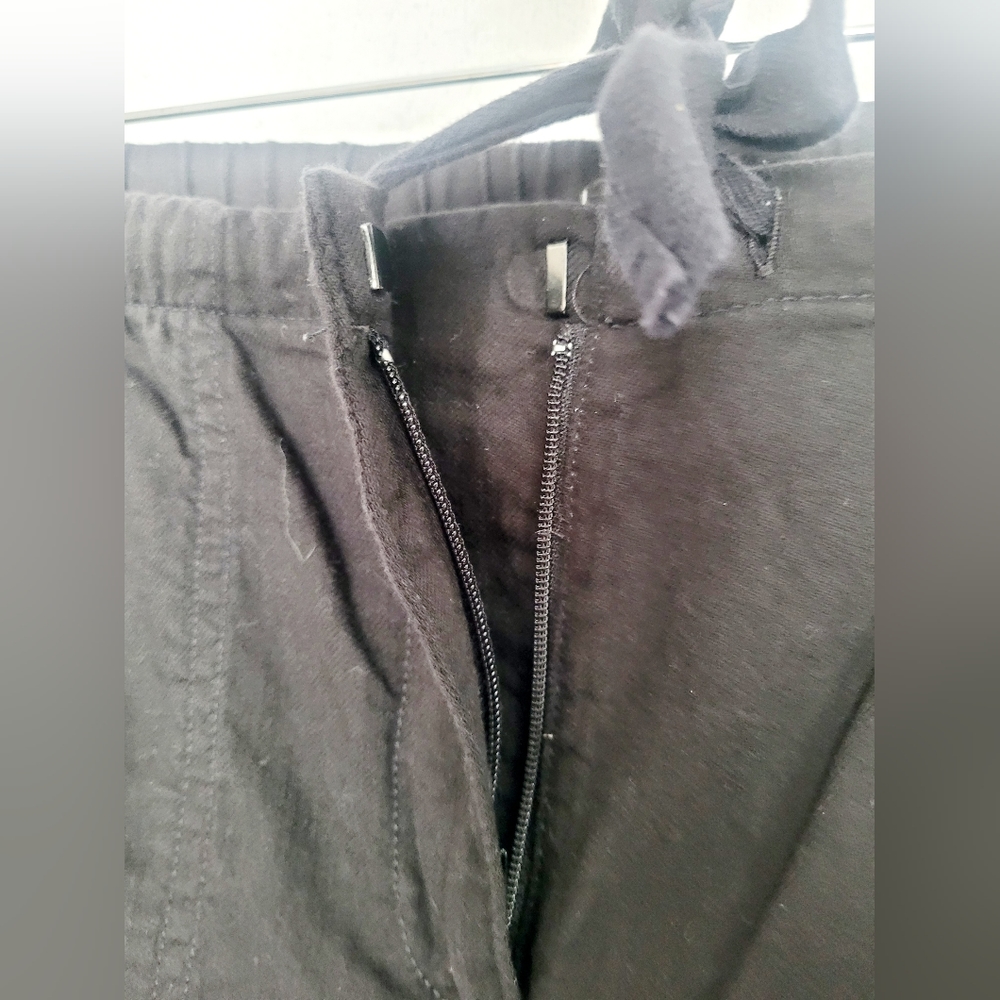 Eileen Fisher Womens 100%Organic Cotton Pants Drawstring Hook&Zip Black Medium - Picture 10 of 14